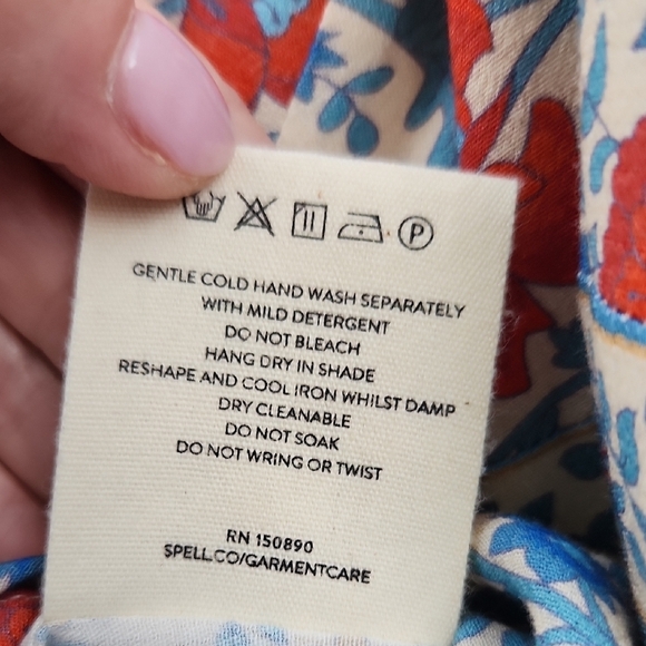 Spell And The Gypst Floral Blue Red Button Up Blouse Extra Small - Picture 8 of 10